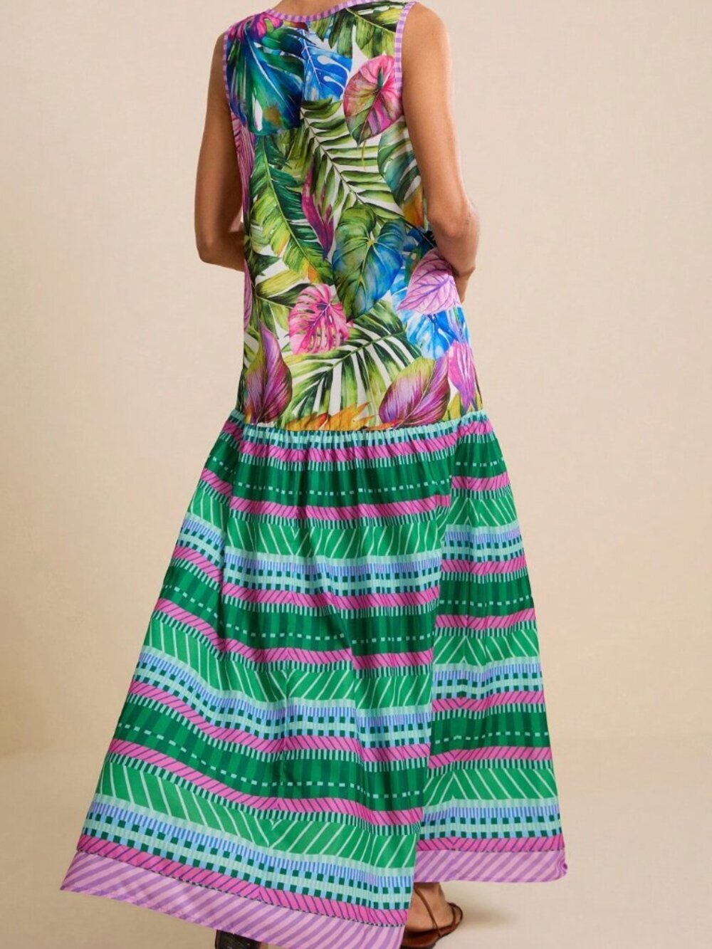 Green Boho Women's Tropical Watercolor Plant Palm Leaf Print - Picture 2 of 6